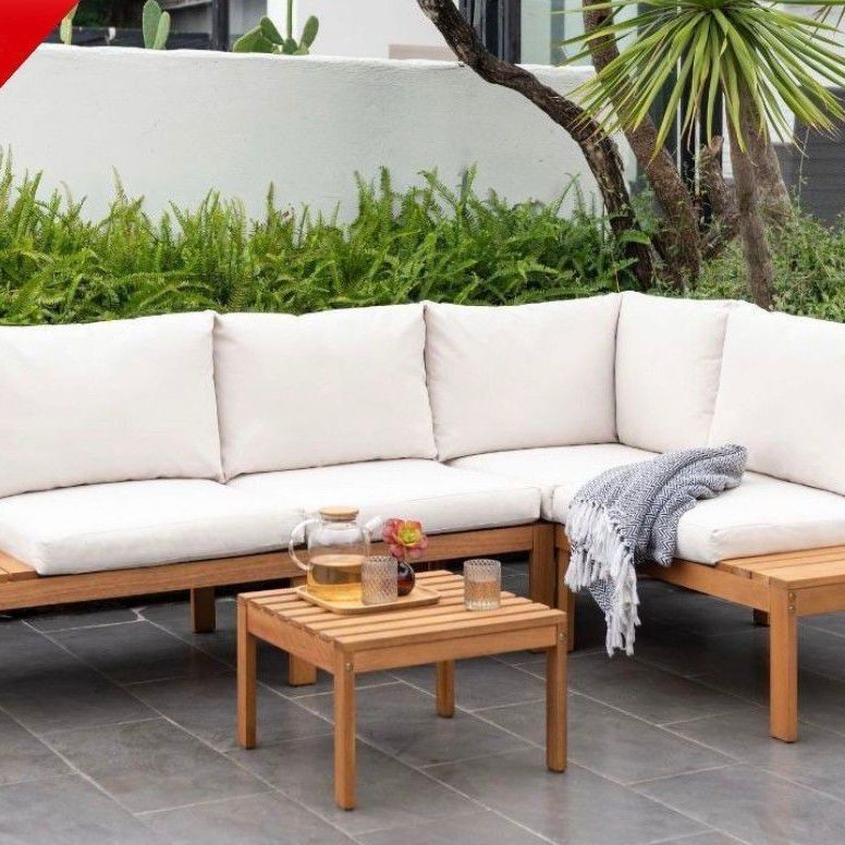 BRAND NEW FREE SHIPPING 4-Person 100% FSC Solid Wood With High Quiality Cushions Patio Conversation Set | Ideal Furniture Set For Outdoor