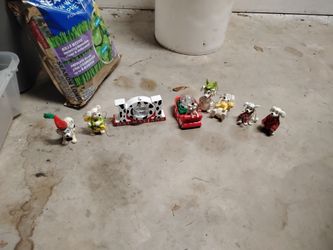 Group of vintage 101 Dalmatians Christmas ornaments and decor