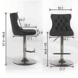 Swivel Velvet Barstools Adjusatble Seat Height from 25-33 Inch, Chrome base Bar Stools with Backs Comfortable Tufted for Home Pub and Kitchen Island,S