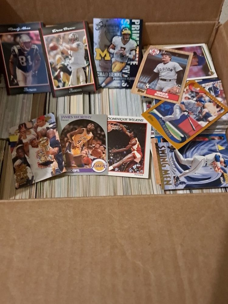 Big Box Of Cards 1 Row Of Basketball, 2 Rows Of Baseball, And 3 Rows Of Football