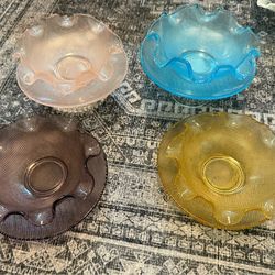 Colony Glass Waffle Pattern Bowl/Saucer Set of 8