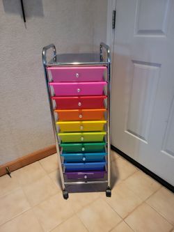 10 drawer rolling cart, multicolor