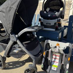 Chicco Keyfit Stroller, Car Seat, and 2 Bases