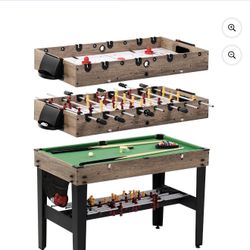 New Mesa Multijuego 3 en 1 de 48", Mesa de Billar, Hockey Aéreo, Mesa de Foosball, 