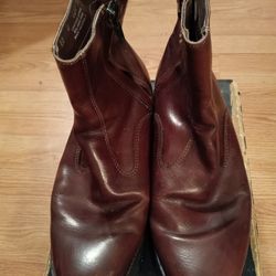 Men's brown leather inner ankle zipper boots