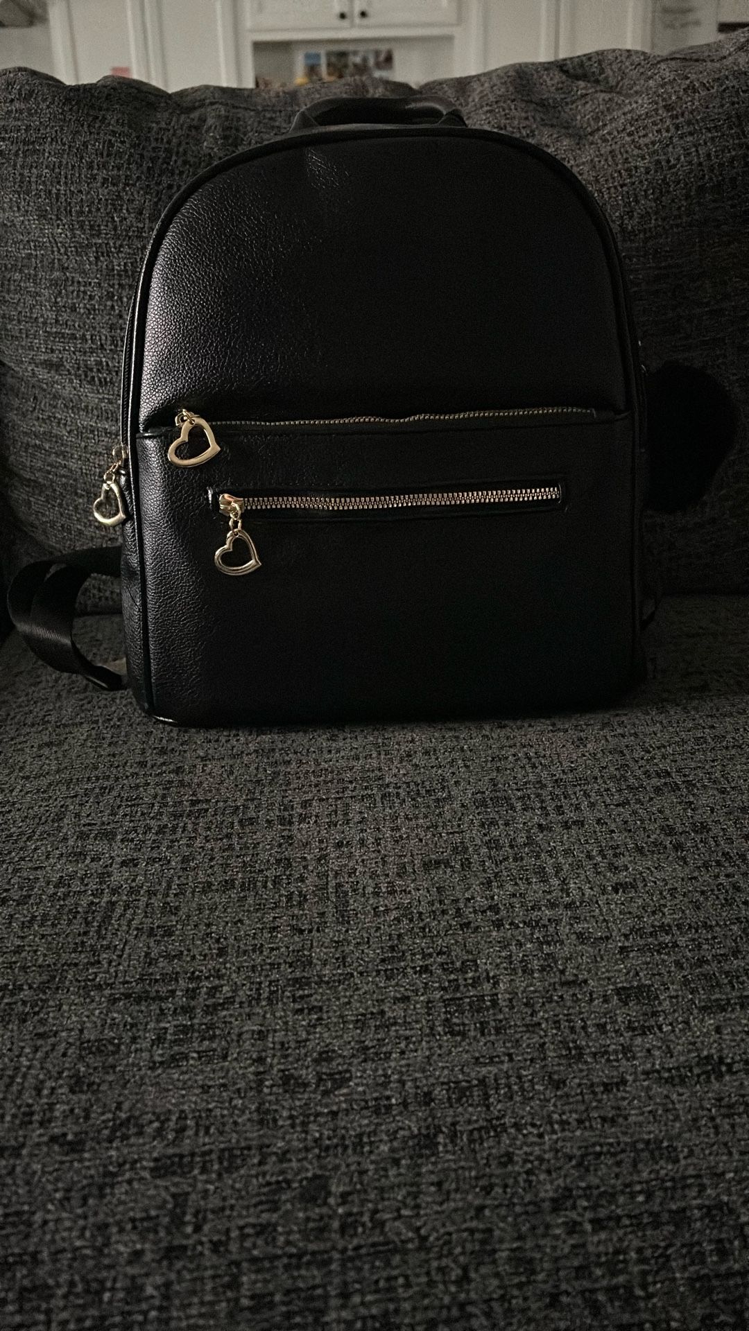 Heart Zipper With Black Backpack Purse