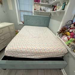 Queen Tiffany Color Bed Frame With Box Spring 