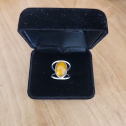 925 Sterling Silver Tiger Eye Ring Size 6