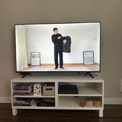 White TV Stand with Shelves Storage 