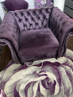 Purple Velvet Chesterfield Armchair with Nailhead Trim $220 obo