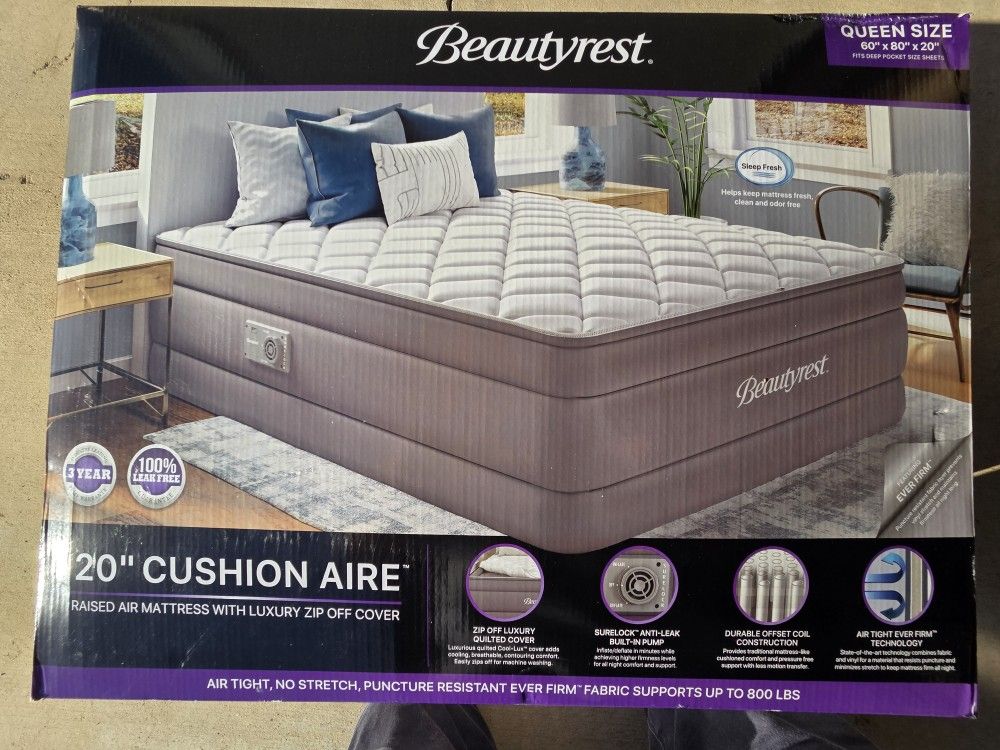 Beautyrest 20" Cushion Aire Queen Quilted Pillow Top Air Mattress