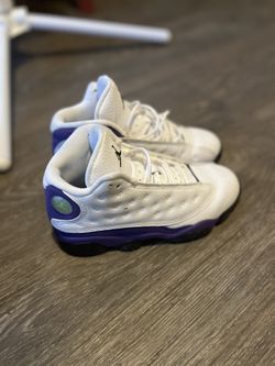 Hurry Hurry Now White And Purple Jordan’s Size 2y
