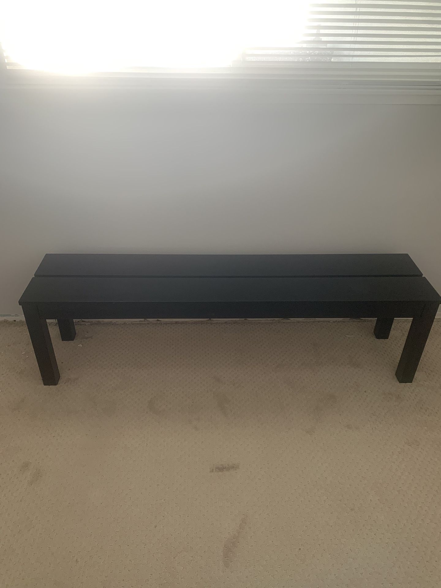 IKEA Black Wooden Bench 62 1/8 Long 14 1/8 Wide 17 1/4 High