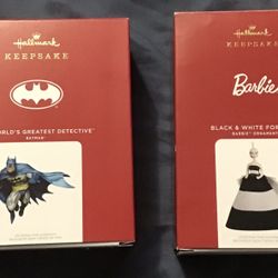 Hallmark Christmas Ornaments Barbie and Batman - NEW IN BOX