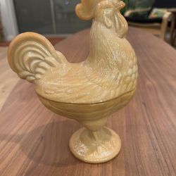 Vintage HTF LE SMITH Caramel Slag standing Rooster 