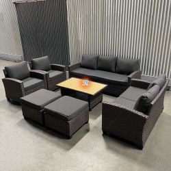 9-Seater Outdoor Patio Furniture Couch Set