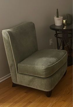Pair of Sage Green Velvet Accent Chair with Nailhead Trim