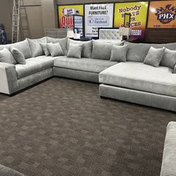 Huge Oversized Grey Custom Sectional 