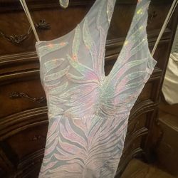 Formal Party Prom Long Sequin Dress 5/6 S M Light Blue