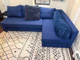 Blue Sectional Sofa – Good Condition
