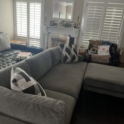 West Elm Sectional With Large Ottoman Excellent Condition