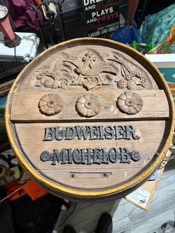 Vintage Anheuser Busch Dual Branded Barrelhead Sign