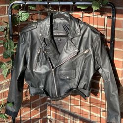 Y2K Leather  Biker Jacket Cropped 1990