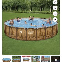 Alberca Coleman Power Steel Conjunto de Piscina sobre el Suelo con Estructura Metálica Redonda de 22'x 52"
