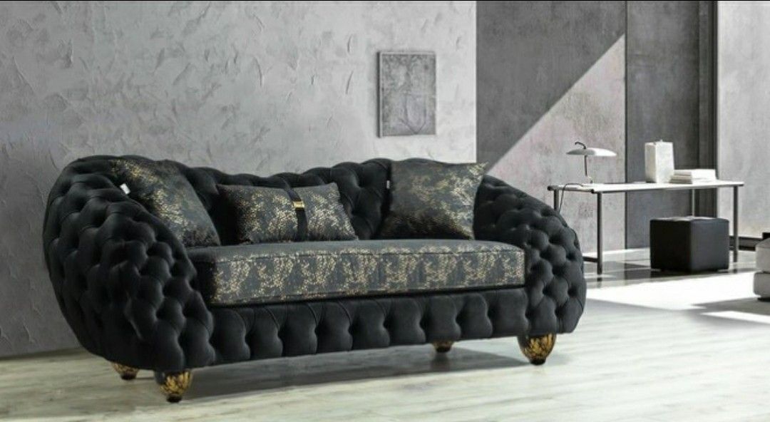 Dalia Black Velvet Sofa & Loveseat 🎸Only 39$ down Payment 🌼No Needed Credit Check 🔥Same Day Delivery👉Anna👈
