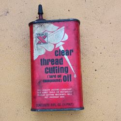 Vintage Triple X, Red Pure Thread Cutting Oil Tin Can