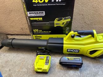 RYOBI 40V HP Brushless Whisper Series 160 MPH 650 CFM Leaf Blower Cordless with 4.0 Ah Battery and Charger