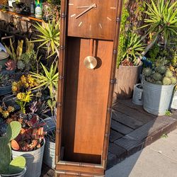 Mid-Century Sligh grandfather clock MCM upright floor clock shade timepiece made in Germany Please read