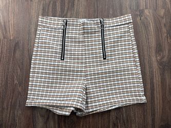 Plaid High-Waist Shorts, xl
