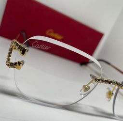 Clear Cartier glasses With Gold & Diamond C Sticks