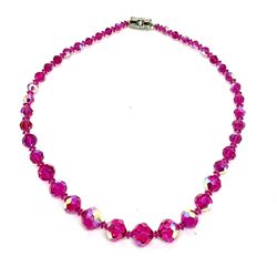 Vintage AB Pink Czech Crystal Necklace 
