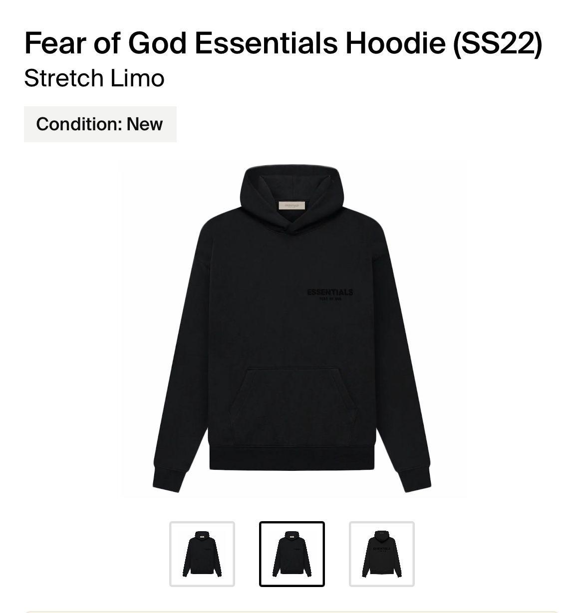Essentials Fear Of God Hoodie (SS22) Black