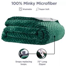 Weighted Blanket (60"x80")Cover Included - Queen Size Bed - Green, 2 Piece Set