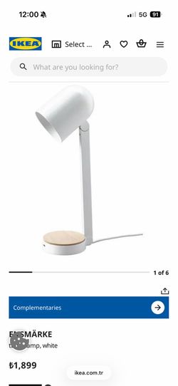 New in box IKEA Ensmarke white wood table lamp + Phone charger