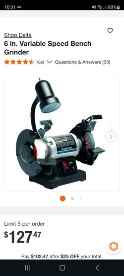 "NEW" Delta 6 in. Variable Speed Bench Grinder