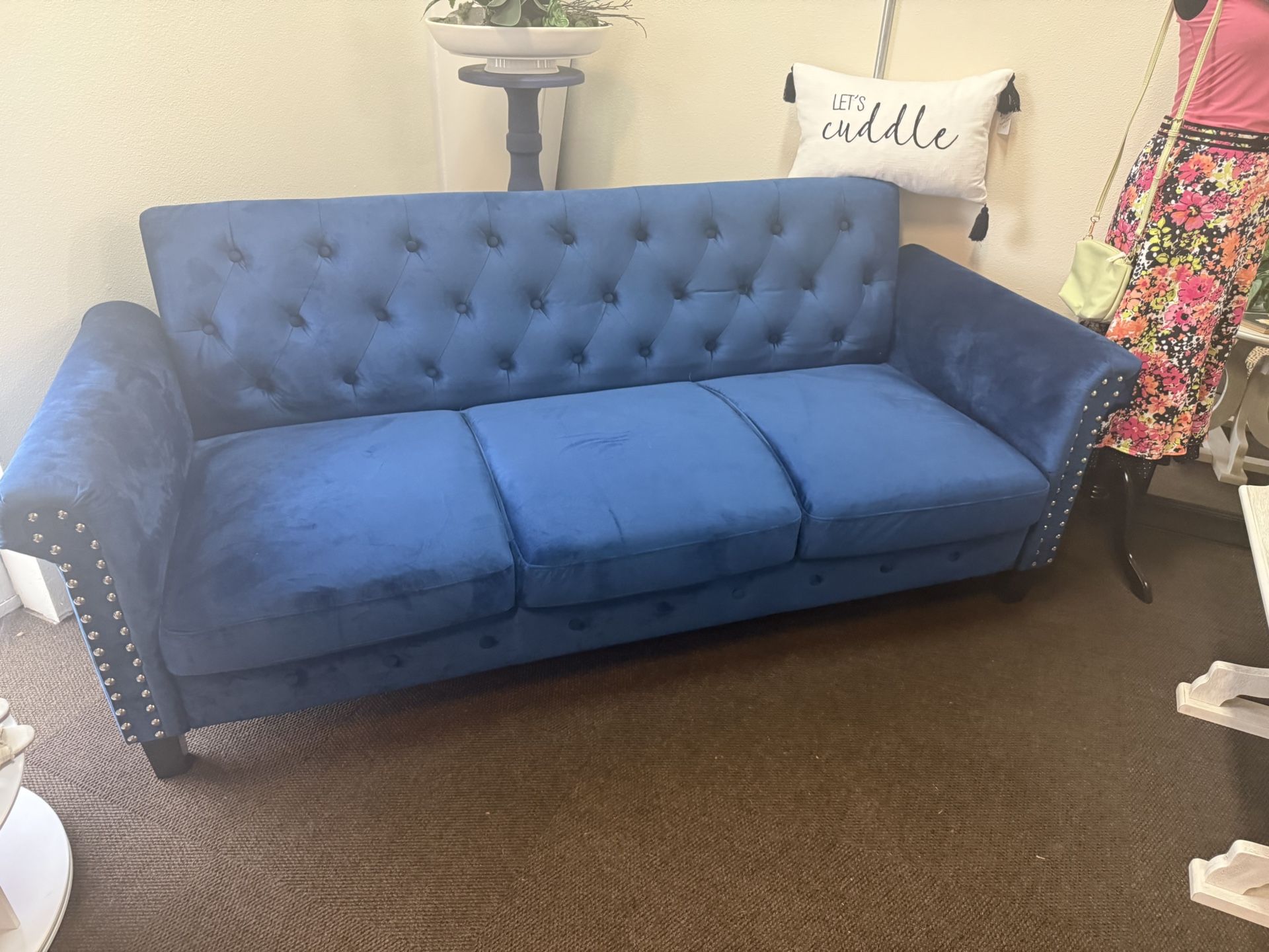 Brand New Blue Velvet sofa 