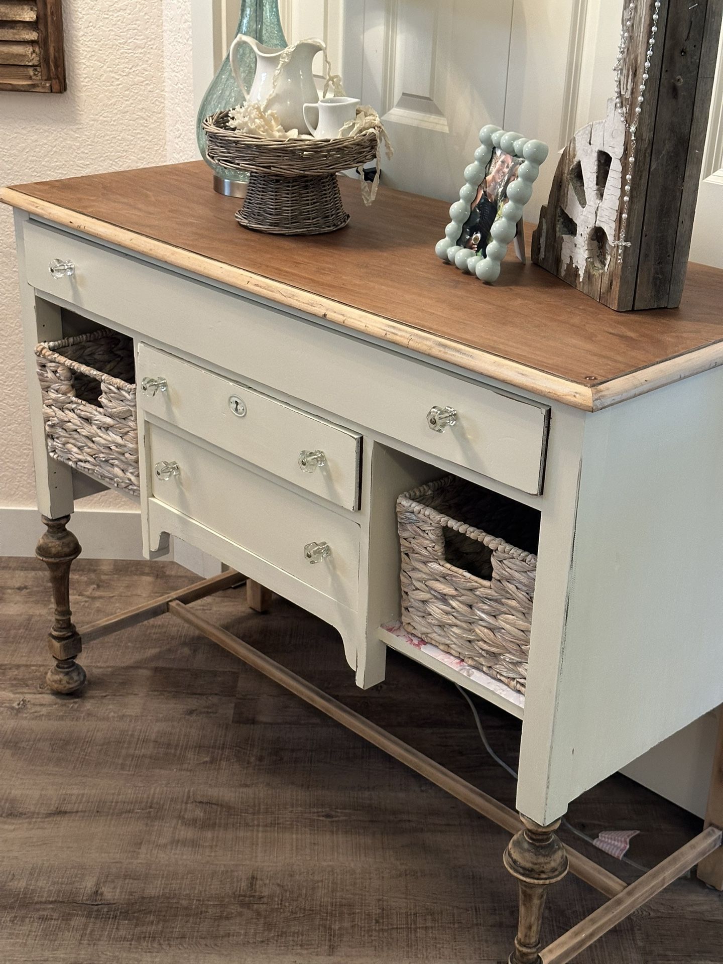 Creamy White Buffet w/ baskets 46”x20”x35”