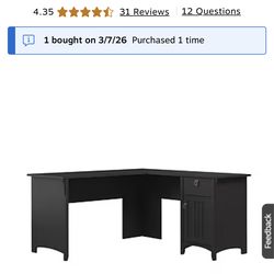 I Bush Home Salinas 60W L Shaped Desk Vintage Black