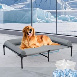 Wn's Day Outdoor Elevated Dog Bed with Pillow and ice packs, 42'' Grey