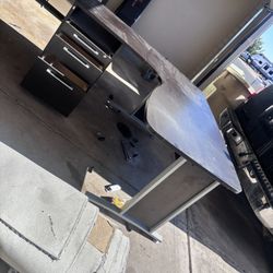 Office Desk Brown Metal Legs 