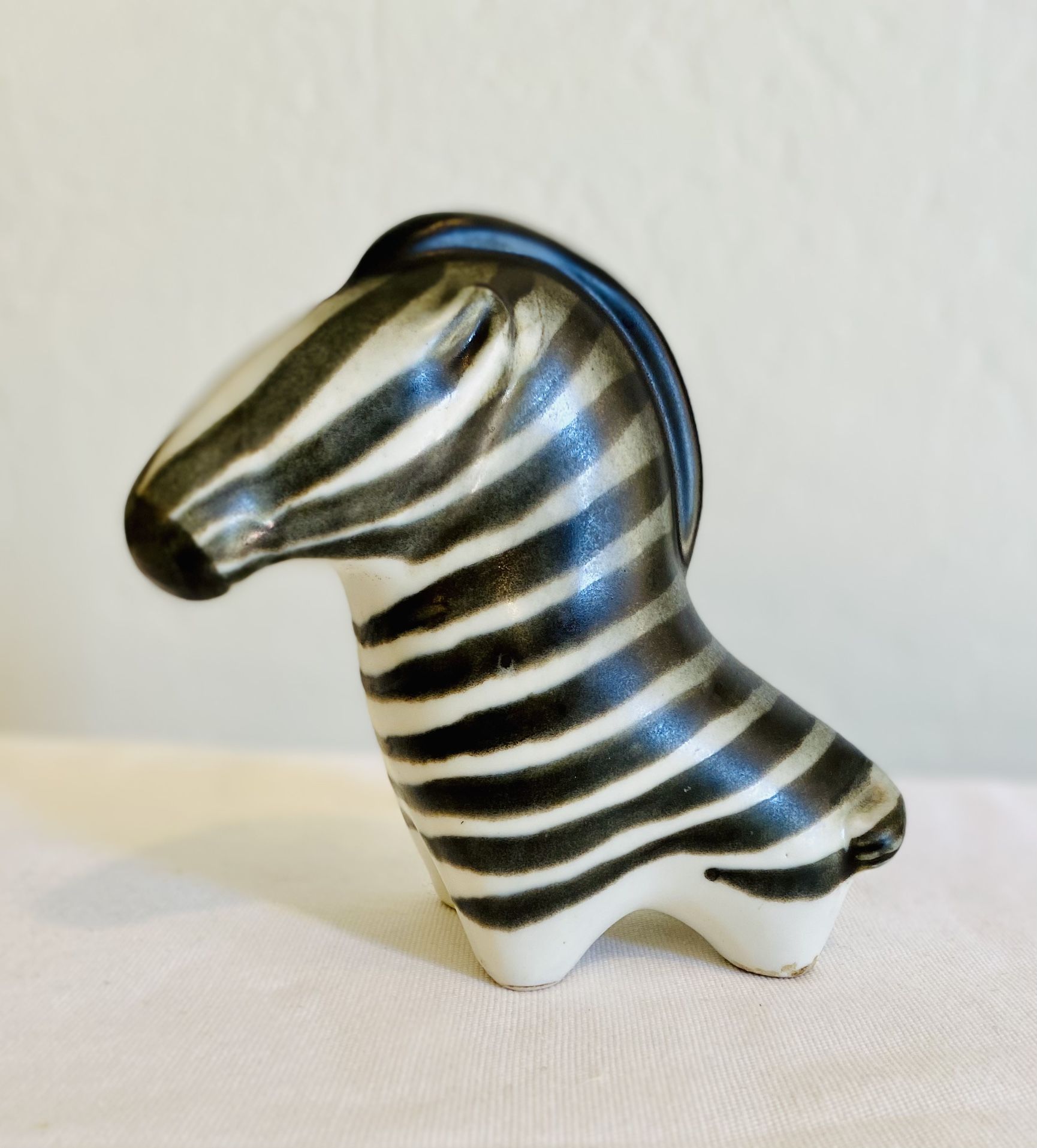 Vintage MCM POTTERY SIGNED Arabia Finland TAISTO KAASINEN ZEBRA