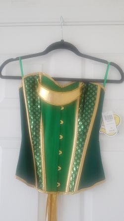 Halloween costume green gold corset