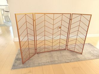 Gold Colored Chevron Fireplace Screen -New