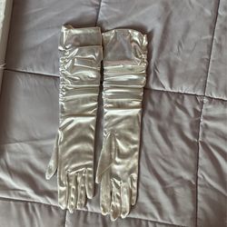 White Satin Gloves 