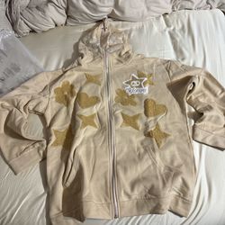 Beige Actorwet Full Zip Hoodie Size Small