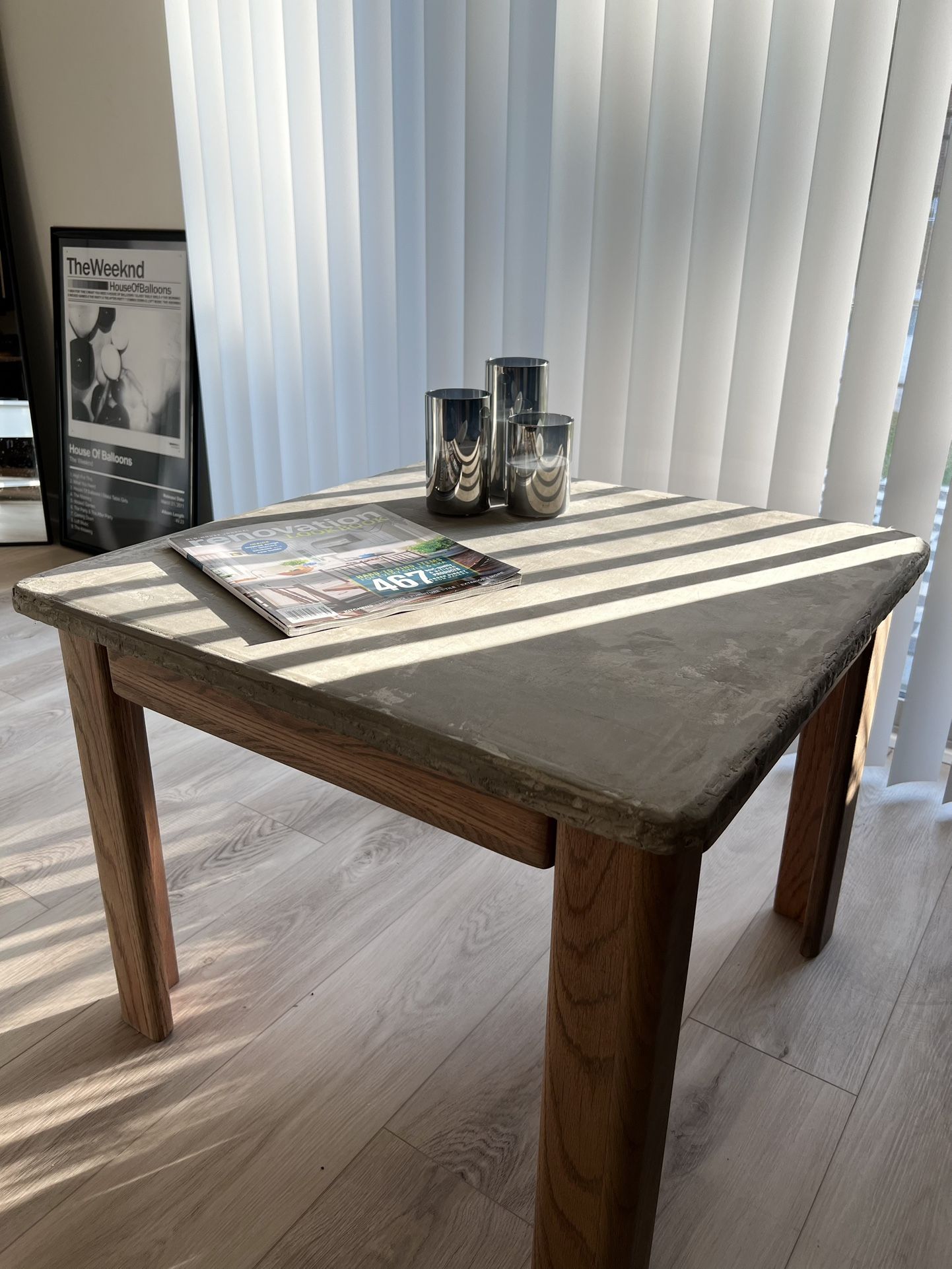 Modern Coffee Table Indoor/Outdoor - Distressed Concrete & Wood